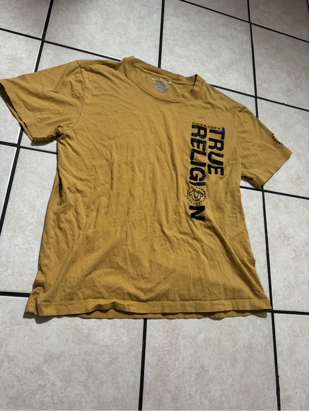 True Religion Mustard Yellow Short-Sleeve Logo Tee